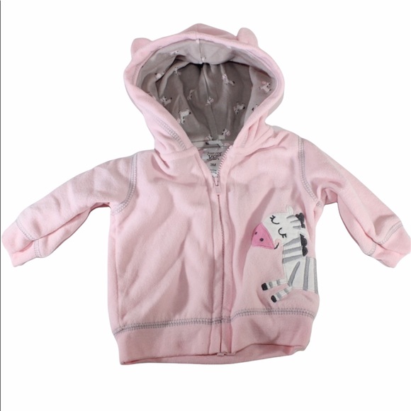 CARTERS Fleece Full Zip Coat Jacket Zebra Pink 3M - Picture 1 of 6